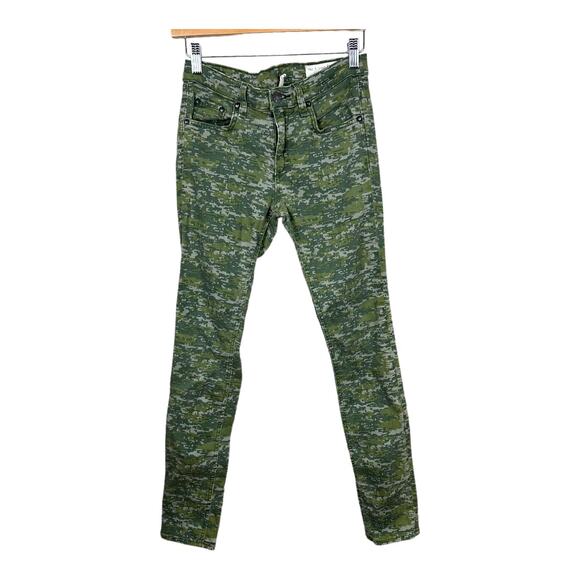Rag & Bone Skinny Green Digital Graphic Camo Stretch Ankle Jeans 27 - Picture 2 of 10